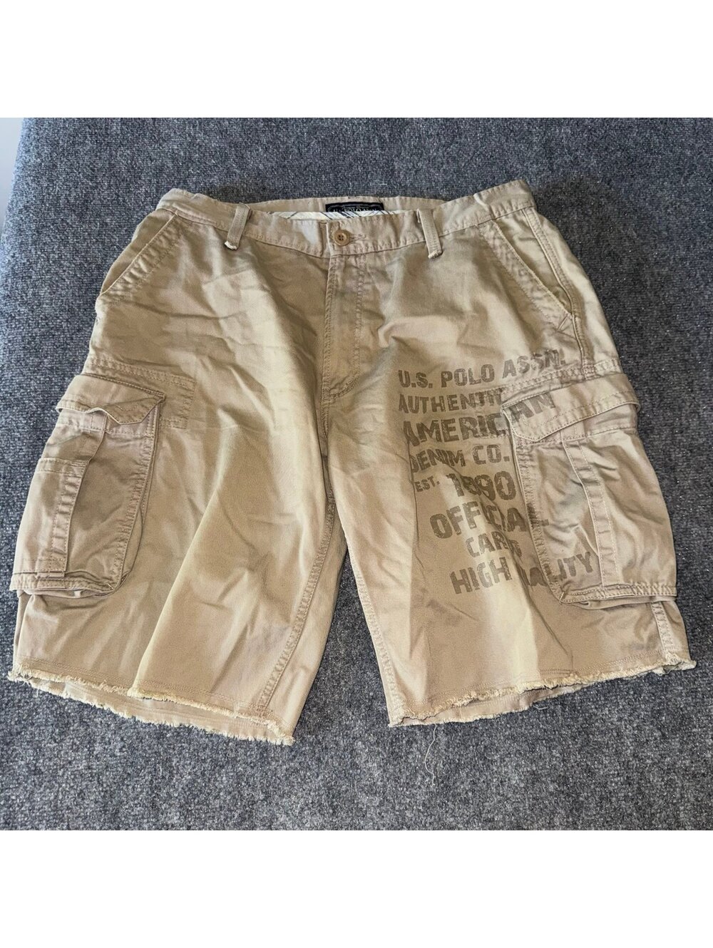 Grail U.S. Polo Assn. Beige Cargo Shorts Mens XL 36 Vtg y2k 90s Rare